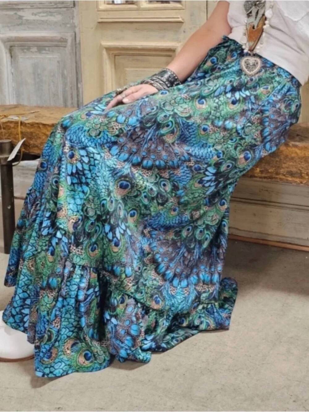 NEW A RARE BIRD peacock pants in green